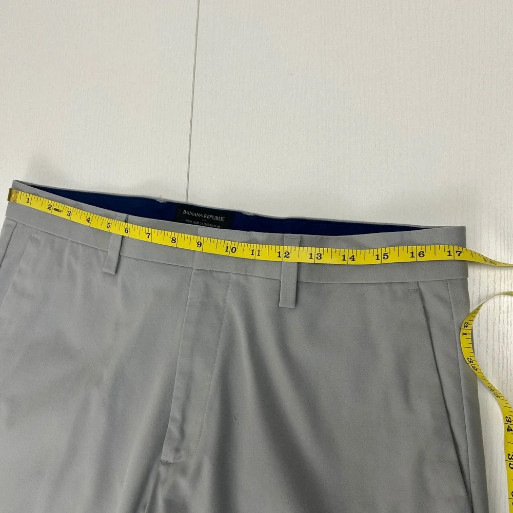 Banana Republic Chinos Mens 34x29 Grey Non Iron Tailored Slim Fit Dress Pants